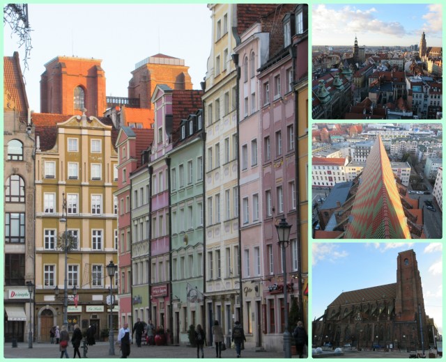 Rising above the city streets are the restored (after over 50% being destroyed in WWII) towers of St Mary Magdalene, founded in 1359. A bridge links the towers and many steps lead to it – I have vertigo but had to do it. Note the characteristic red and green roof. 